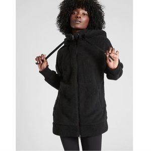 Athleta Tugga Long Sherpa Jacket in Black M